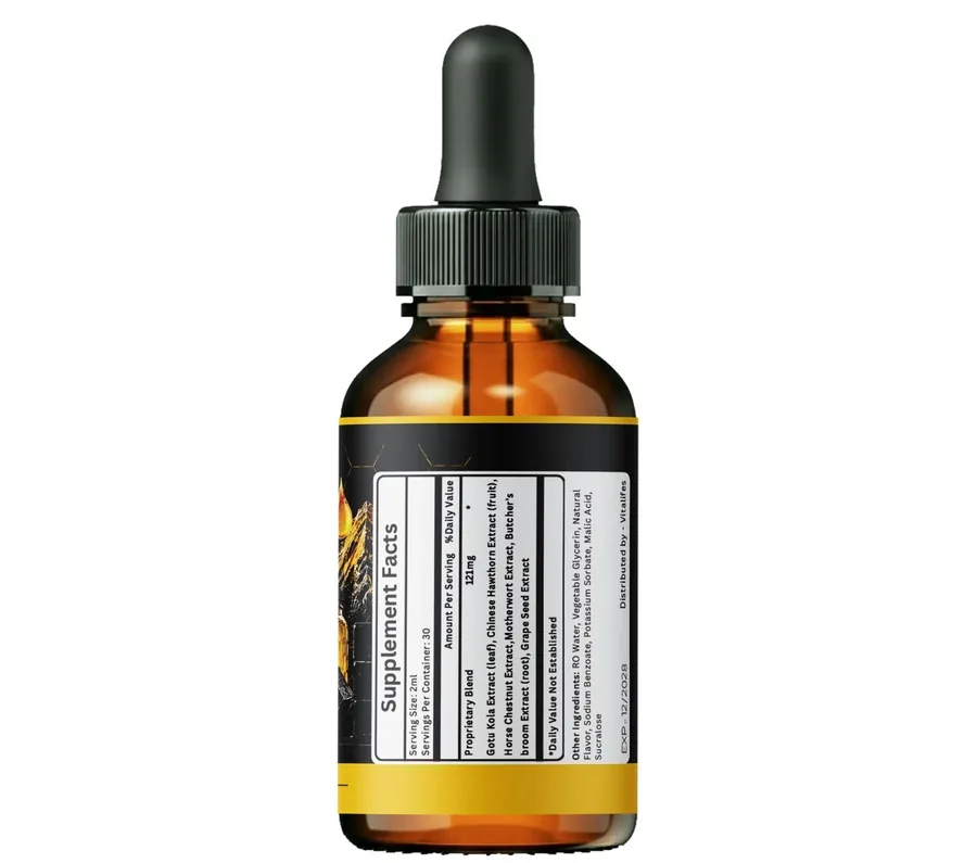 Honey Peak Gelatin Supplement Facts panel: serving size 2 ml, 30 servings, proprietary blend 121 mg