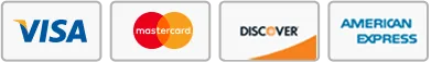 Accepted cards: Visa, Mastercard, American Express, Discover